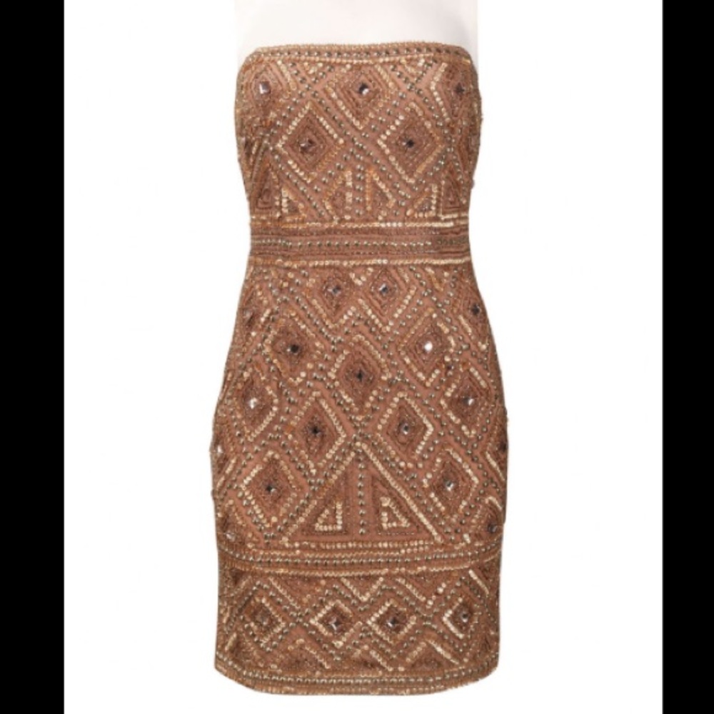 Adrianna Papell beaded, strapless, cocktail dress